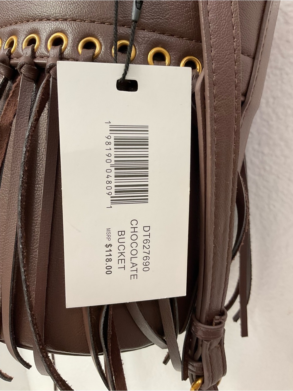 NWT Steve Madden Brown Fringe Bucket Shoulder Bag with Tassel - Picture 9 of 12